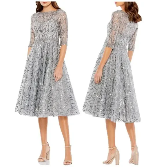 Mac Duggal | Dresses | Mac Duggal Nwot Sequin Embellished Midi Dress Size 2 Platinum Silver Bead Tulle | Poshmark Mac Duggal | Dresses | Mac Duggal Nwot Sequin Embellished Midi Dress Size 2 Platinum Silver Bead Tulle | Poshmark